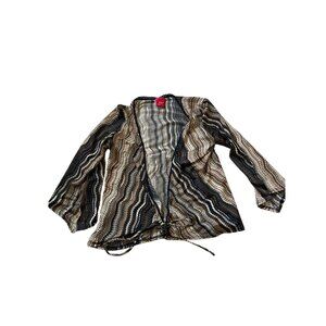 VTG Y2K Wrapped Size S in Juniors Tie Front Blouse 90s 3/4 sleeve loose‎ Stripe